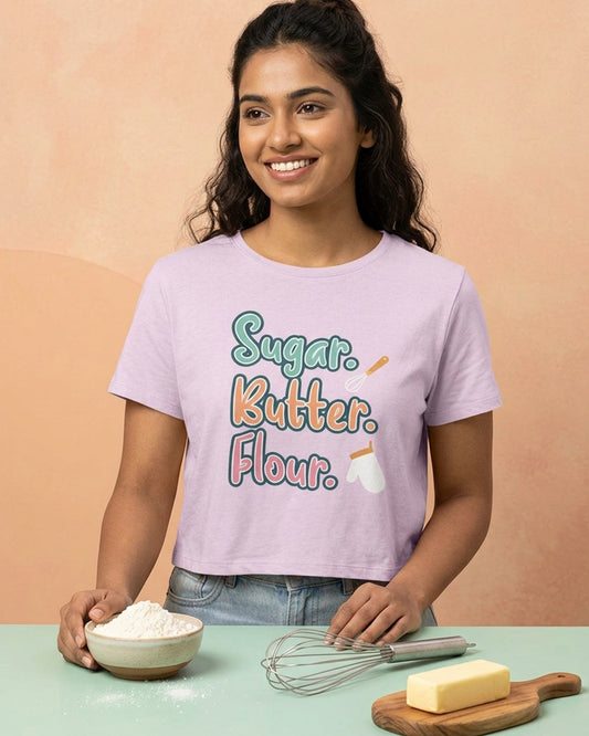 Sugar Butter Flour- Light Pink Baking Crop Top