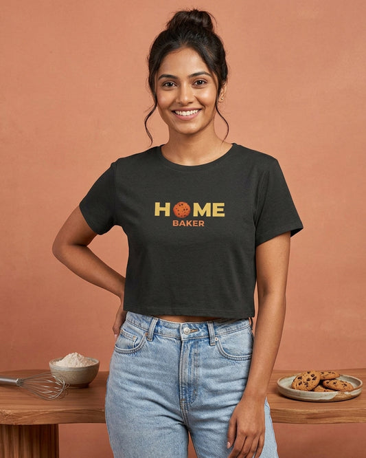 Home Baker- Black Baking Crop Top