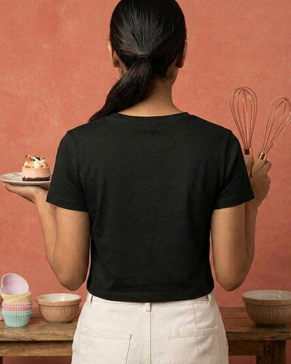 Bake Some Cake- Black Baking Crop Top