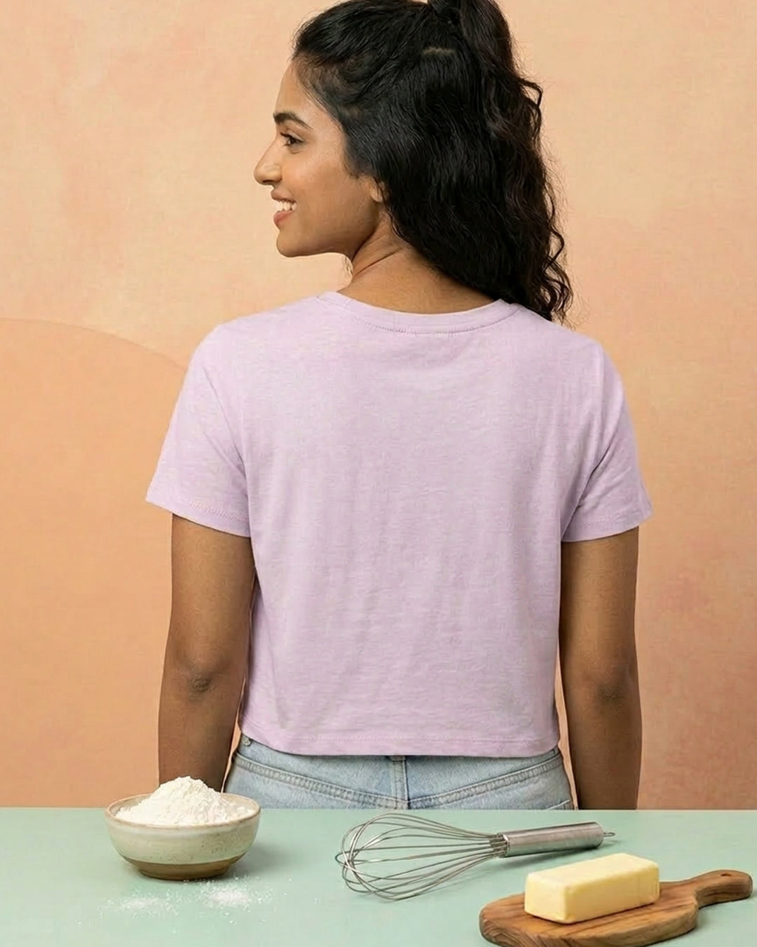 Sugar Butter Flour- Light Pink Baking Crop Top