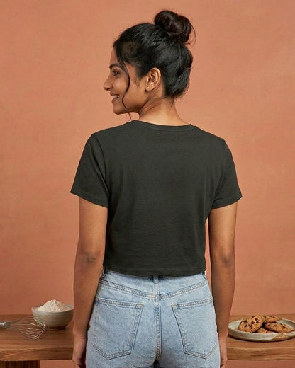 Home Baker- Black Baking Crop Top