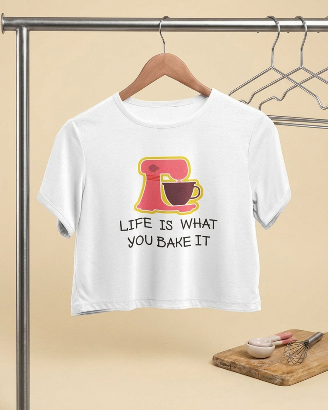 Life is what you Bake- White Baking Crop Top