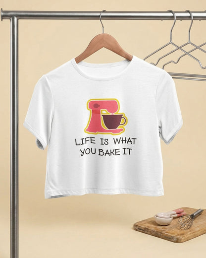 Life is what you Bake- White Baking Crop Top