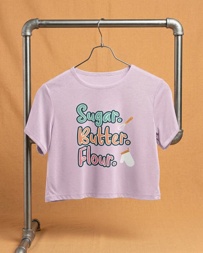 Sugar Butter Flour- Light Pink Baking Crop Top