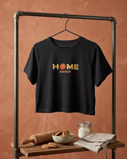 Home Baker- Black Baking Crop Top