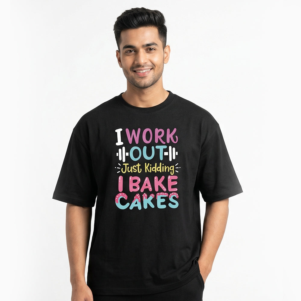 I Bake Cakes- Black Baking Oversized Tshirt