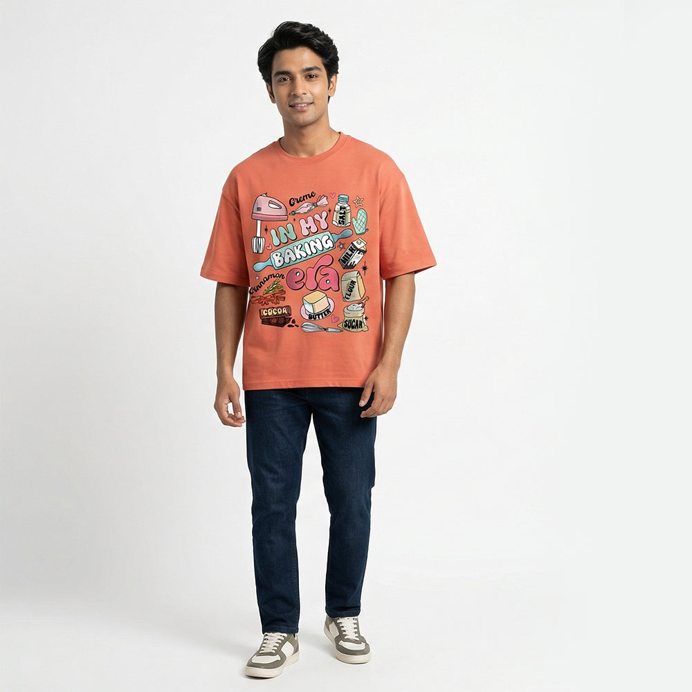 In My Baking Era- Coral Baking Oversized Tshirt