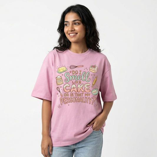 Smell Like Cake- Light Pink Baking Oversized Tshirt