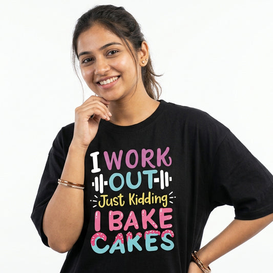 I Bake Cakes- Black Baking Oversized Tshirt