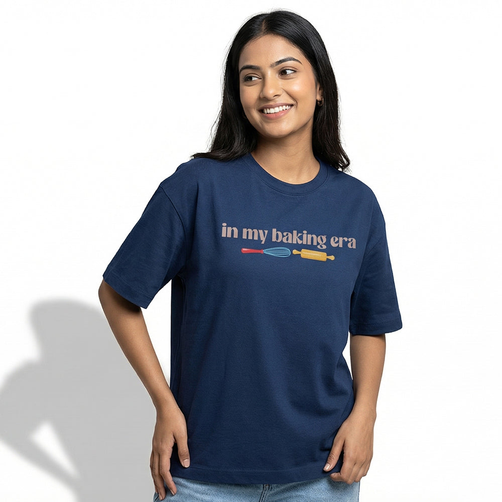 In My Baking Era- Navy Blue Round Neck Baking T-shirt