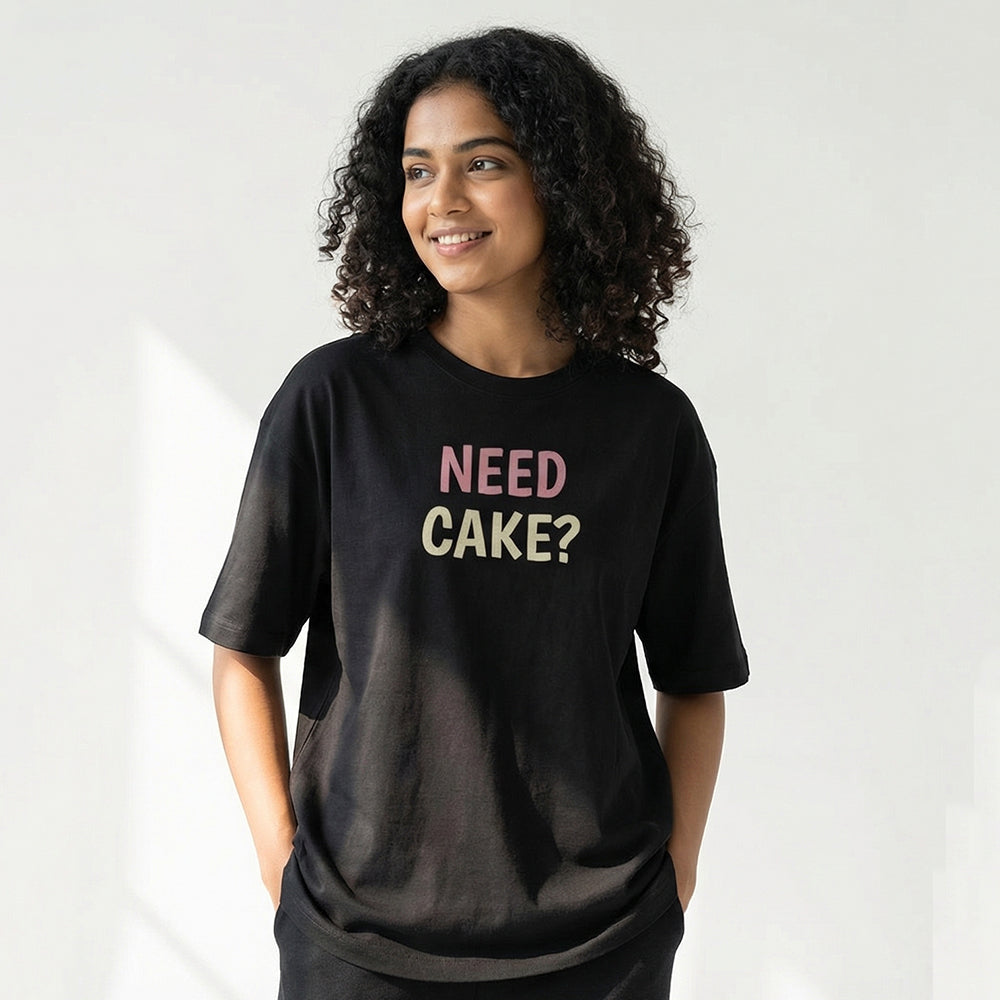 Need Cake? - Black Round Neck Baking T-shirt
