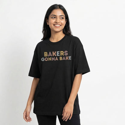 Bakers Gonna Bake- Black Round Neck Baking T-shirt