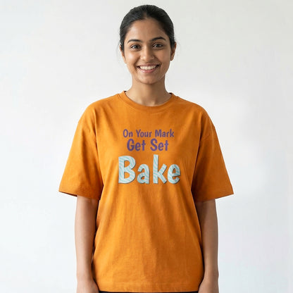 Get Set Bake - Orange Round Neck Baking T-shirt