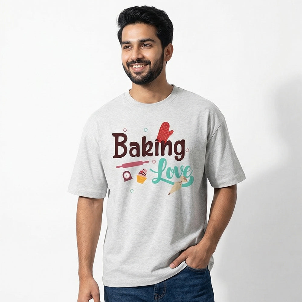 Baking Love - White Round Neck Baking T-shirt