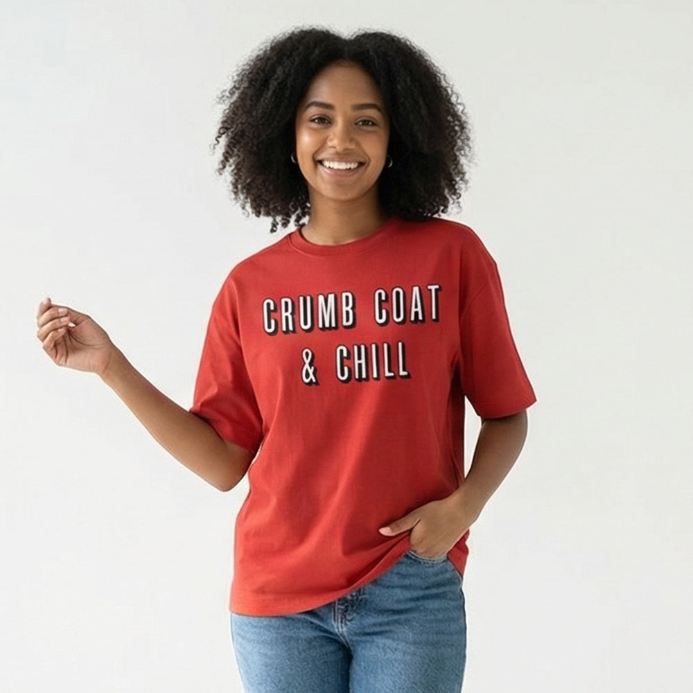 Crumbcoat & Chill - Red Round Neck Baking T-shirt