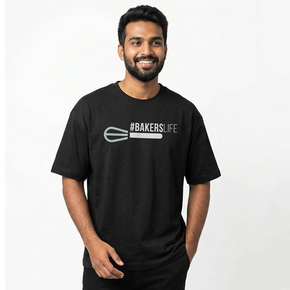 Baker's Life - Black Round Neck Baking T-shirt