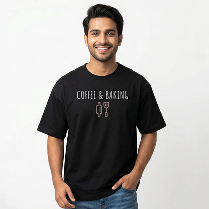 Coffee and Baking - Black Round Neck Baking T-shirt