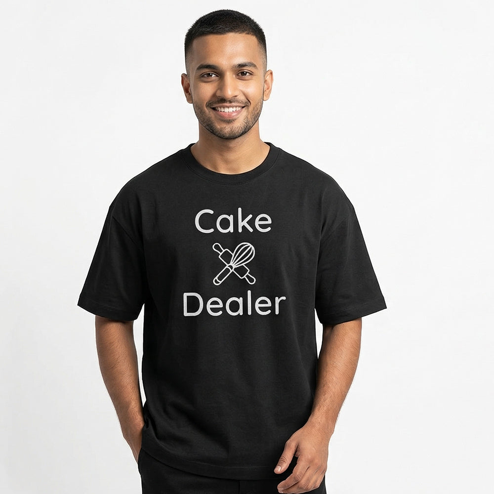 Cake Dealer - Black Round Neck Baking T-shirt