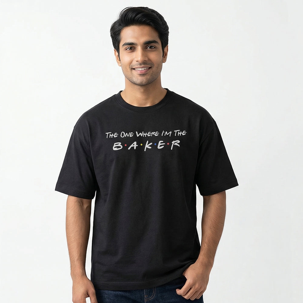 The One Where I am the Baker - Black Round Neck Baking T-shirt