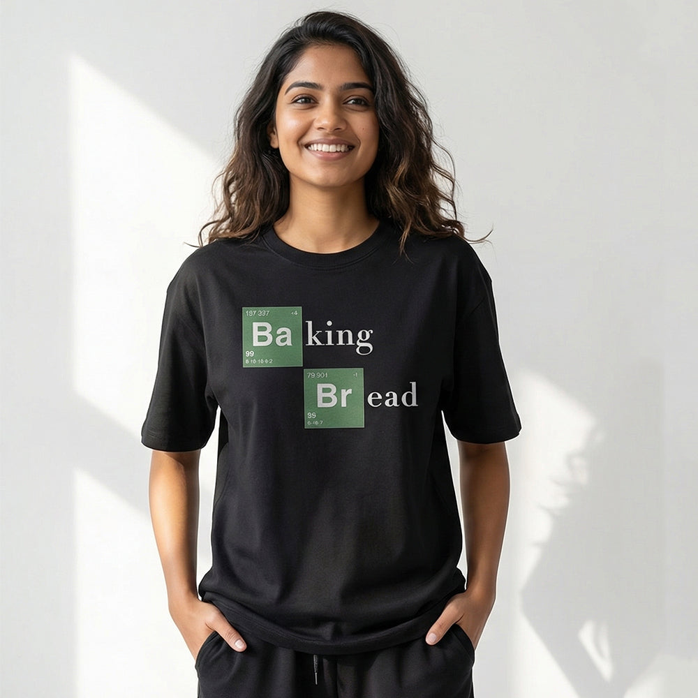 Baking Bread - Black Round Neck Baking T-shirt