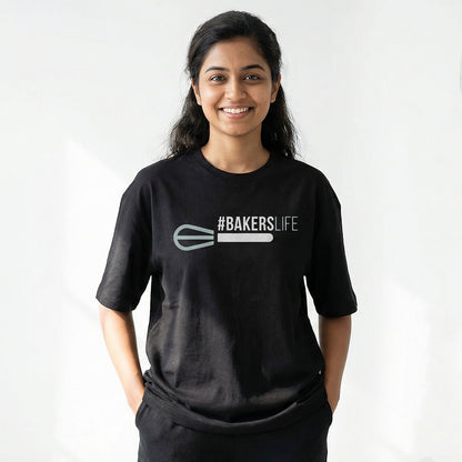 Baker's Life - Black Round Neck Baking T-shirt