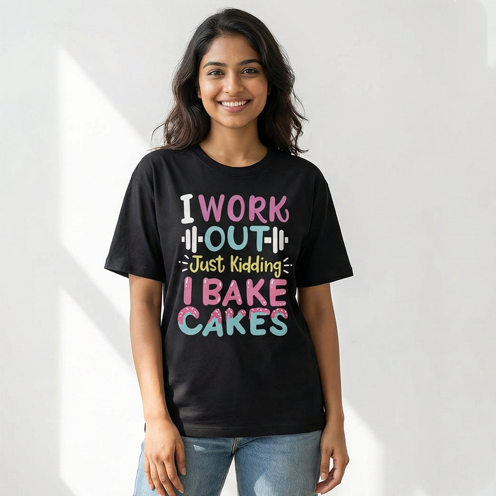 I Bake Cakes- Black Baking Round Neck Tshirt