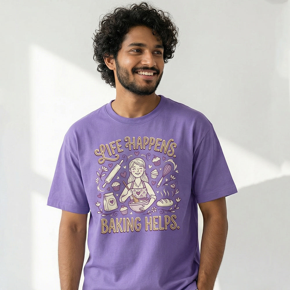 Baking Helps- Lavender Baking Round Neck Tshirt