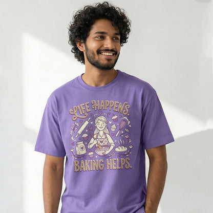 Baking Helps- Lavender Baking Round Neck Tshirt