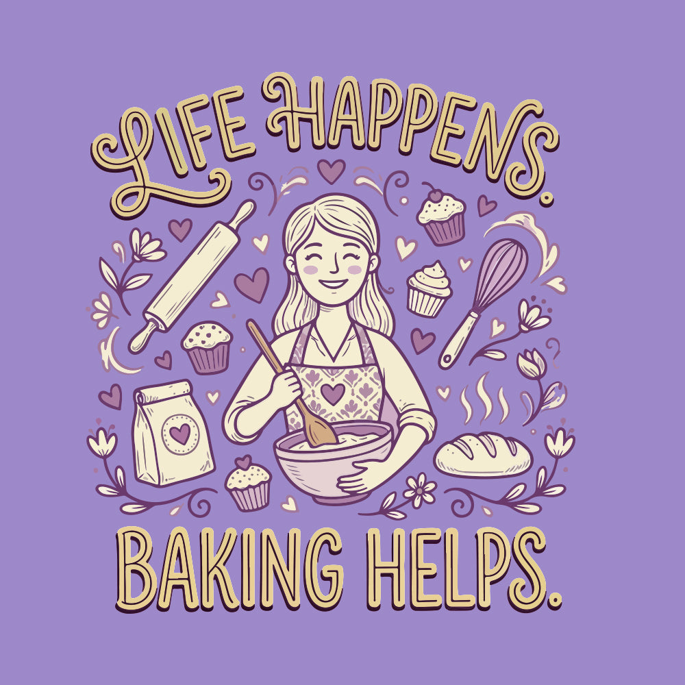 Baking Helps- Lavender Baking Round Neck Tshirt