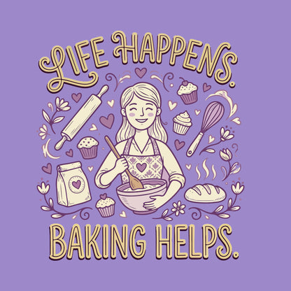 Baking Helps- Lavender Baking Round Neck Tshirt