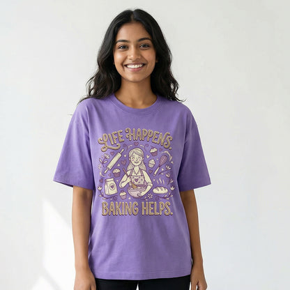 Baking Helps- Lavender Baking Round Neck Tshirt