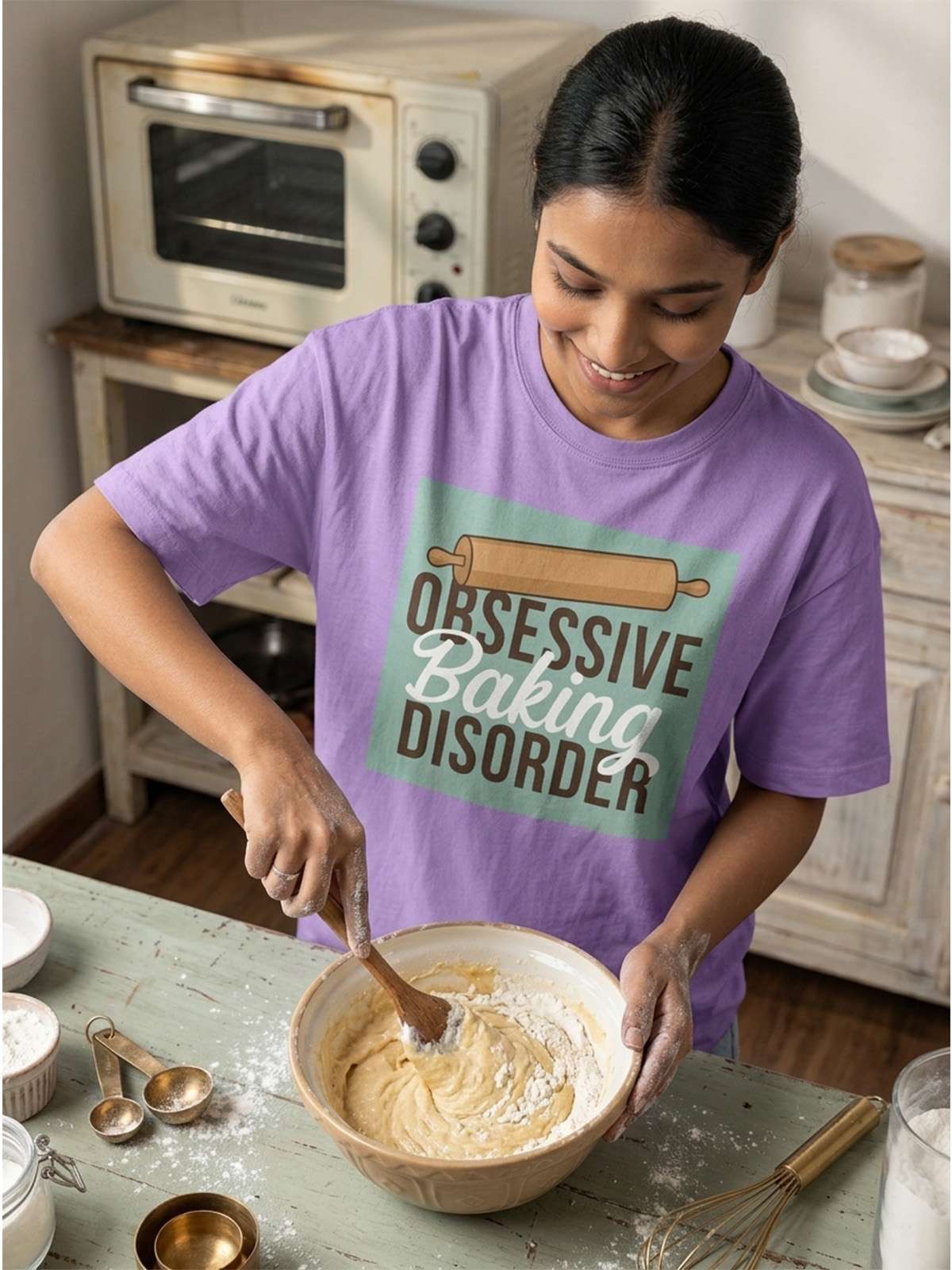 Obsessive Baking Disorder - Lavender Round Neck Baking T-shirt