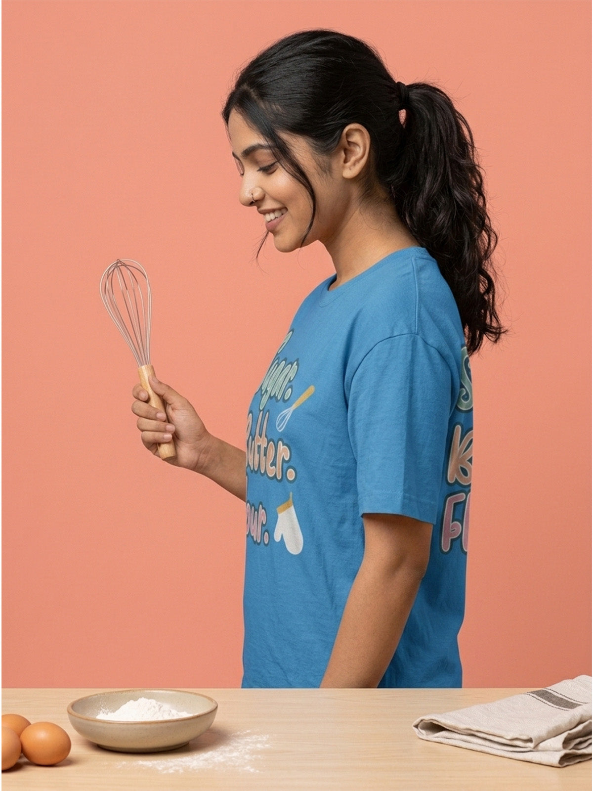 Sugar Butter Flour - Sky Blue Round Neck Baking T-shirt