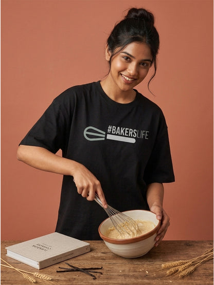 Baker's Life - Black Round Neck Baking T-shirt