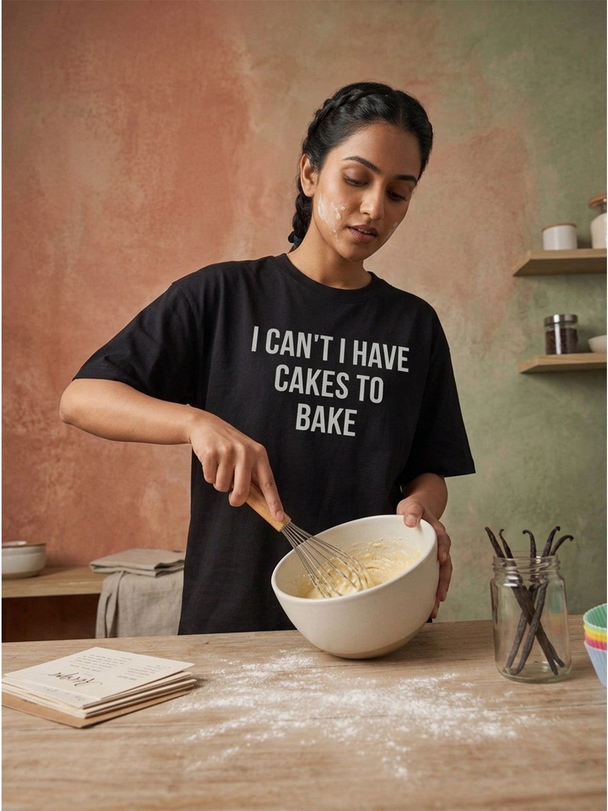 I Have Cakes to Bake- Black Round Neck Baking T-shirt
