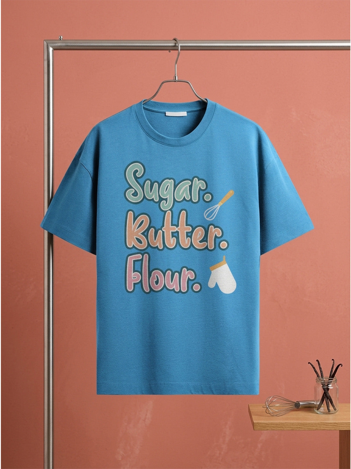 Sugar Butter Flour - Sky Blue Round Neck Baking T-shirt