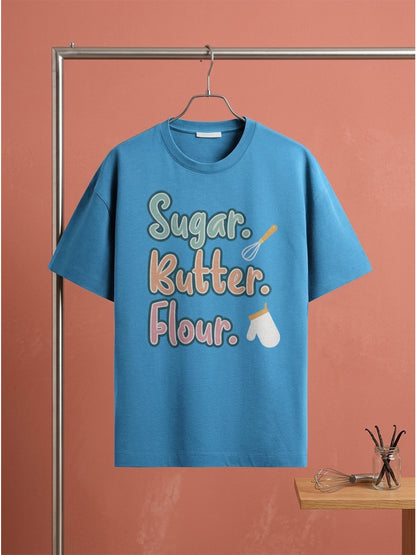 Sugar Butter Flour - Sky Blue Round Neck Baking T-shirt