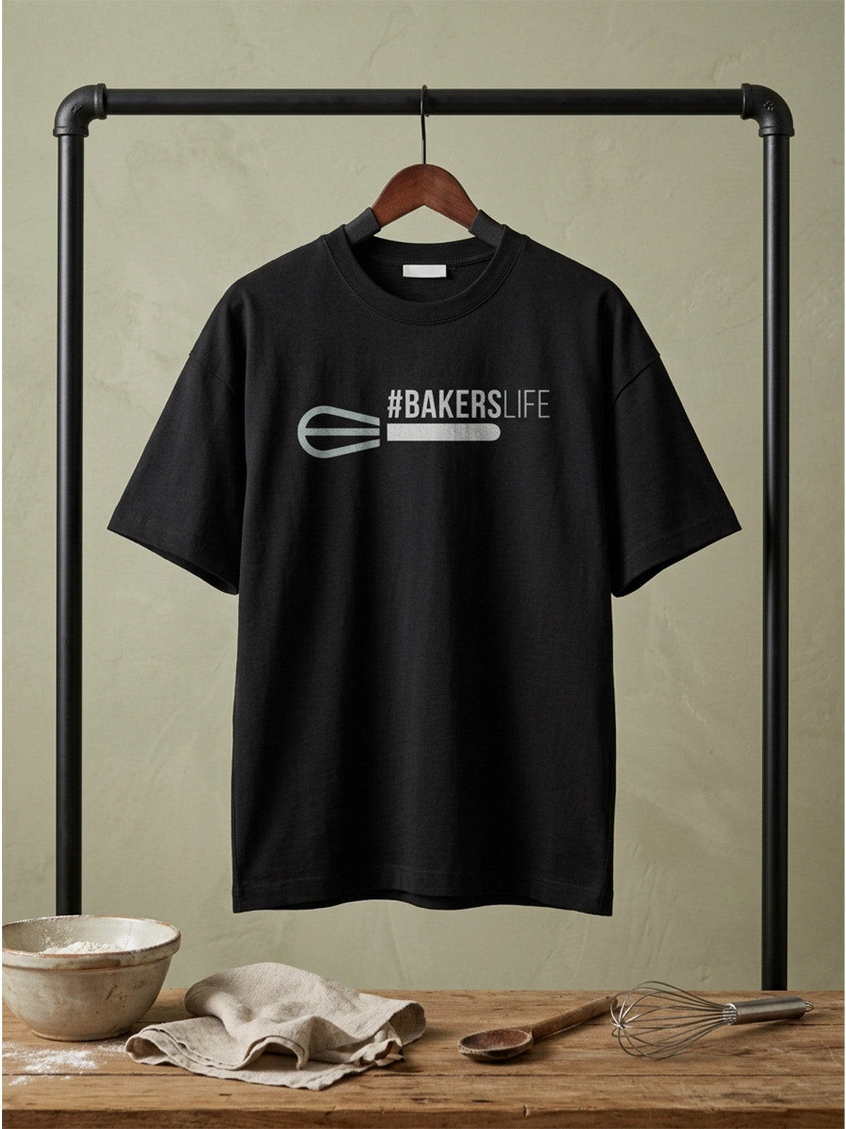 Baker's Life - Black Round Neck Baking T-shirt