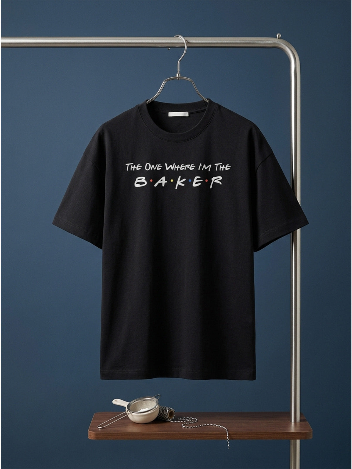 The One Where I am the Baker - Black Round Neck Baking T-shirt