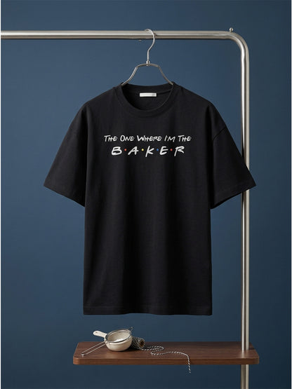 The One Where I am the Baker - Black Round Neck Baking T-shirt