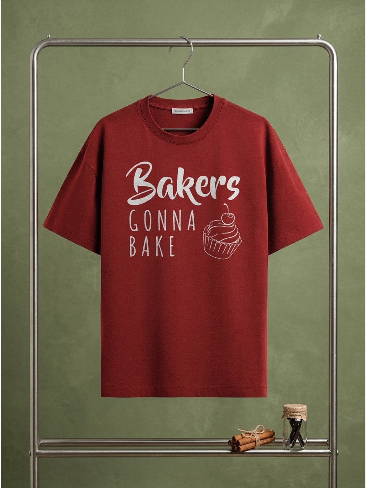 Bakers Gonna Bake- Maroon Round Neck Baking T-shirt