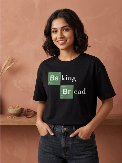 Baking Bread - Black Round Neck Baking T-shirt