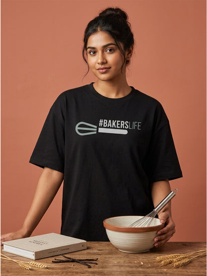 Baker's Life - Black Round Neck Baking T-shirt