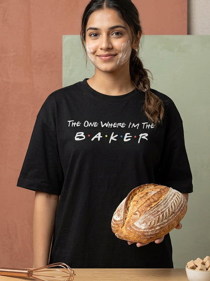 The One Where I am the Baker - Black Round Neck Baking T-shirt