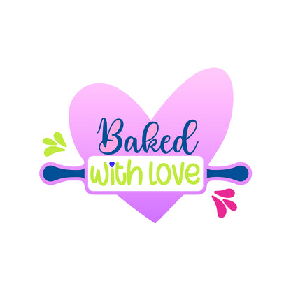 Baked with Love- White Round Neck Baking T-shirt