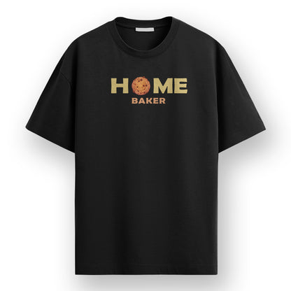 Home Baker - Black Round Neck Baking T-shirt