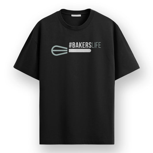 Baker's Life - Black Round Neck Baking T-shirt