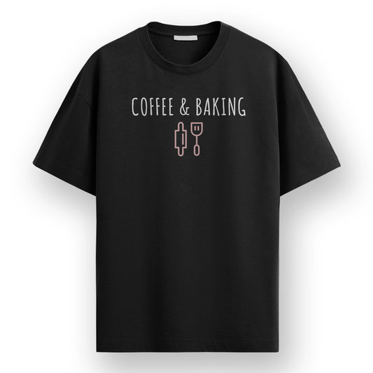 Coffee and Baking - Black Round Neck Baking T-shirt