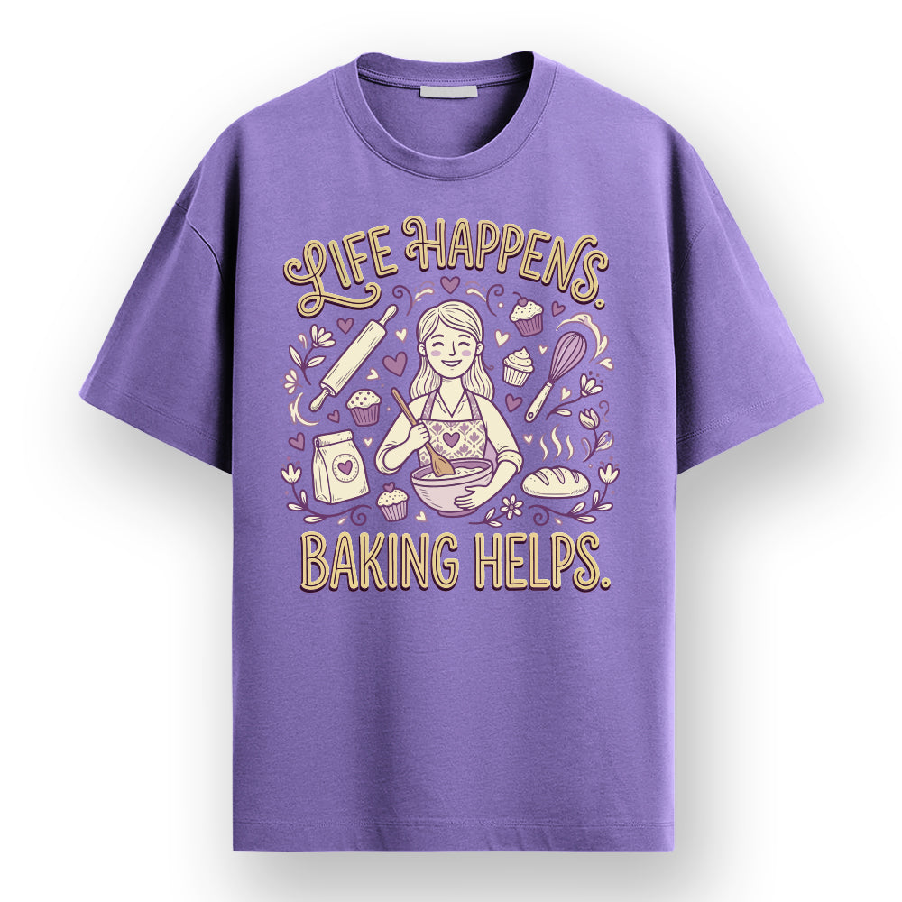 Baking Helps- Lavender Baking Round Neck Tshirt
