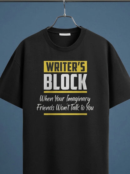 Writer's Block- Black Round Neck Writer T-shirt